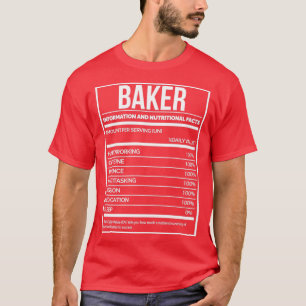 T-shirt Baker Funny Étiquette de la nutrition de cuisson
