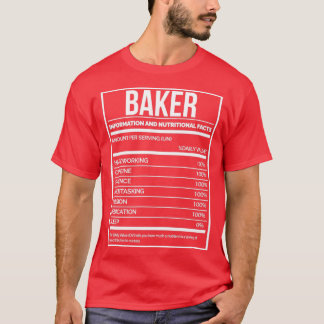 T-shirt Baker Funny Étiquette de la nutrition de cuisson