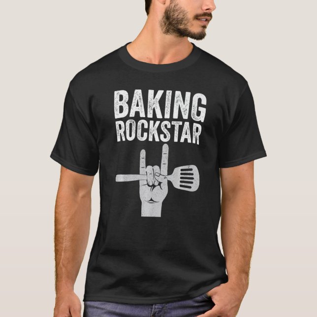 T-shirt Baking rockstar, funny baker, pastry chef, baking  (Devant)