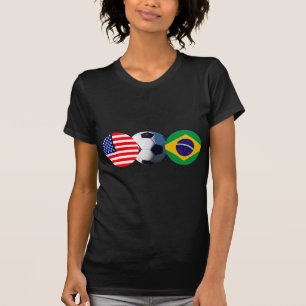 T-shirt Bal de Football Brésil & USA Drapeaux Le MUSÉE Zaz