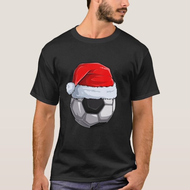 T-shirt Bal de football Santa Hat Noël Pyjama Cool Sport (Devant)