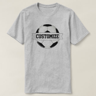 T-shirt Bal de soccer noir et blanc masculin Nom de l’équi