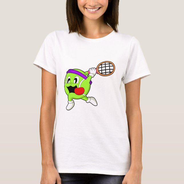 T-shirt Bal de tennis avec raquette de tennis (Devant)