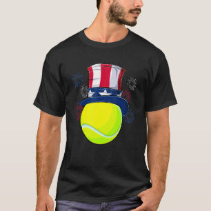 T-shirt Bal De Tennis Et Oncle Sam Casquette Drapeau Améri