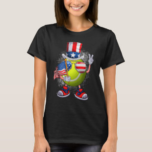 T-shirt Bal De Tennis Et Oncle Sam Casquette Drapeau Améri