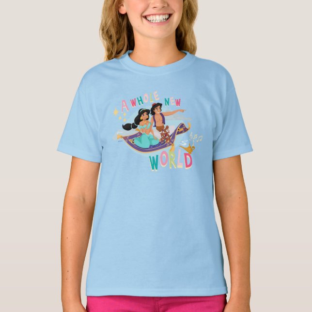 T-shirt Balade en moquette Jasmine et Aladdin| Un nouveau  (Devant)