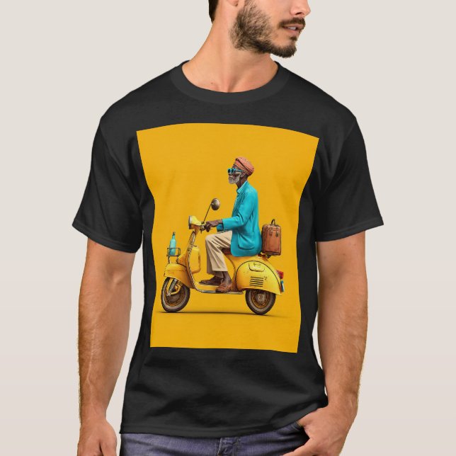 T-shirt Balade en scooter Retro élégant (Devant)