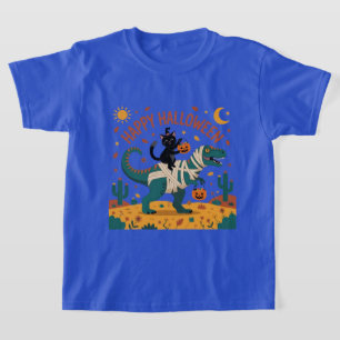 T-shirt Balade en T-Rex Chat Noir & Momie Halloween