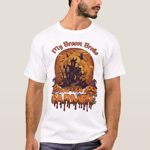 T-shirt Balai Agriculteur Cassé Halloween Sorcière Maison