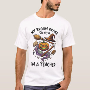 T-shirt Balai Cassé Professeur Halloween Citrouille Chapea