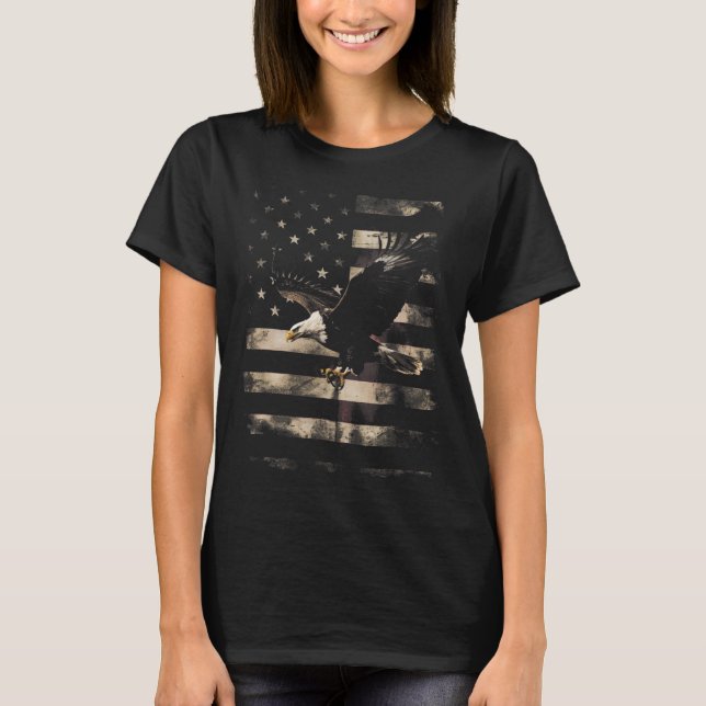 T-shirt Bald Eagle 4 juillet Usa Drapeau Distresse patriot (Devant)
