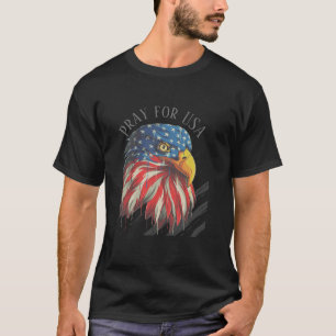 T-shirt Bald Eagle Bird USA Drapeau Prier pour les USA