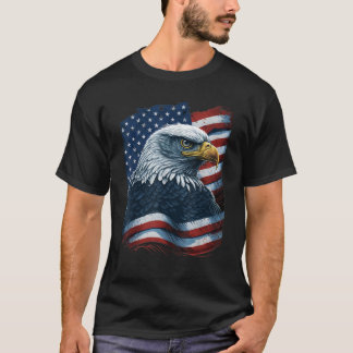 T-shirt Bald Eagle Fière Drapeau Américain Patriotique 4e
