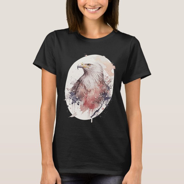 T-shirt Bald Eagle Japanese Cherry Blossom Sakura Wildlife (Devant)