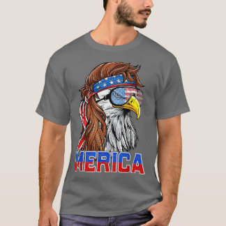 T-shirt Bald Eagle Mullet Merica drapeau américain Patriot