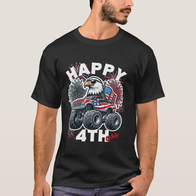 T-shirt Bald Eagle USA Monster Truck USA Drapeau 4 juillet (Devant)