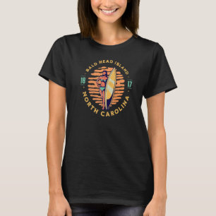 T-shirt Bald Head Island Nc Plage Surfboard Girl Vaca