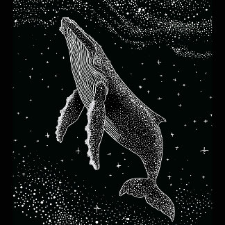T-shirt Baleine à bosse étoilée Art points célestes Noir e