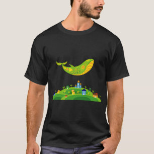 T-shirt Baleine au-dessus d'une petite ville