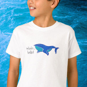 T-shirt Baleine Bonjour / Baleine Bleue Côtière Mignonne