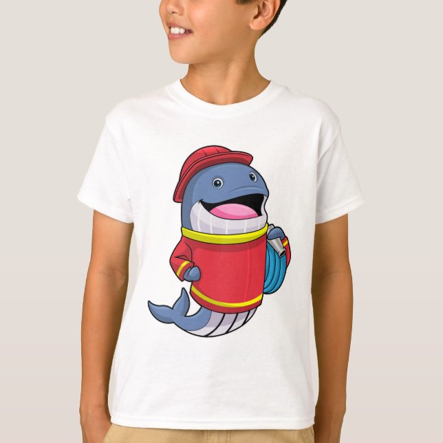 T-shirt Baleine comme pompier avec tuyau (Devant)