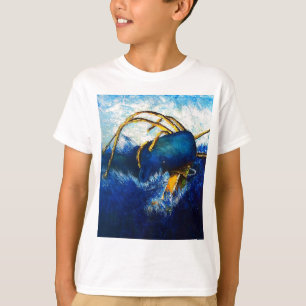 T-shirt Baleine contre la peinture colossale de paysage