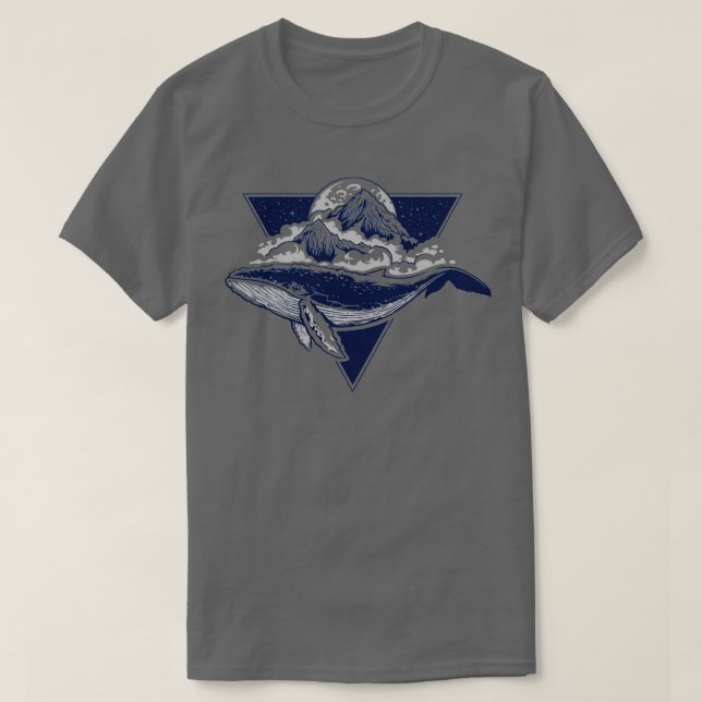 T-shirt Baleine d'art de Boho volant entre les nuages (Design devant)