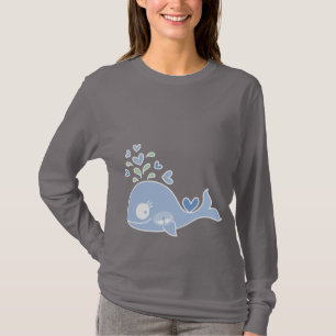 T-shirt Baleine enceinte bleu fantaisiste avec des jumeaux