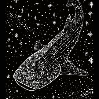 T-shirt Baleine requin céleste noir blanc étoiles points a