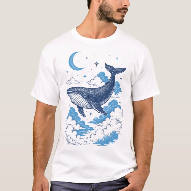 T-shirt Baleine rêveuse du ciel (Devant)