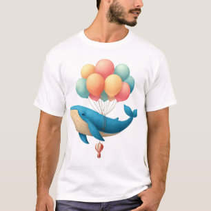 T-shirt Baleine volante avec Pastel Balloons Art