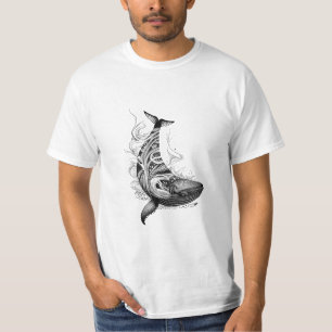 T-shirt Baleine Wild Animal Nature Illustration Art tatoua