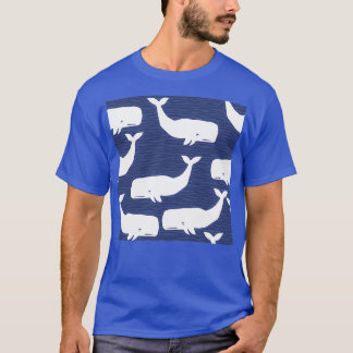 T-shirt Baleines Baleines Bleues et Blanches