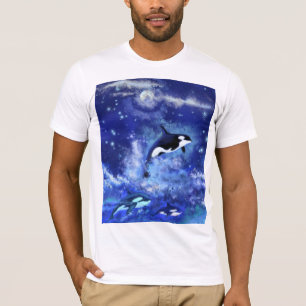 T-shirt Baleines tueuses en Pleine lune - Dessin artistiqu