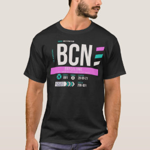 T-shirt Balise de bagage Code aéroport BCN de Barcelone