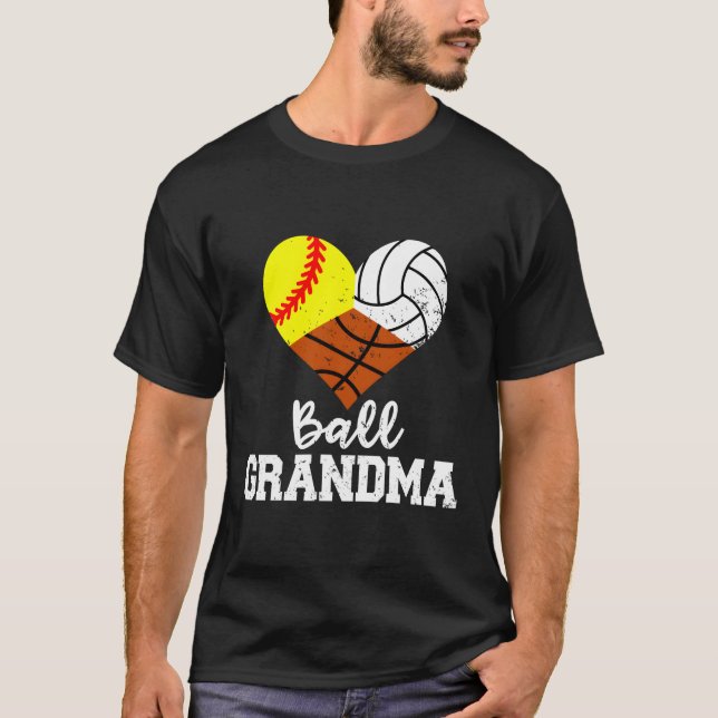 T-shirt Ball Grand-mère softball de volley-ball de basket- (Devant)