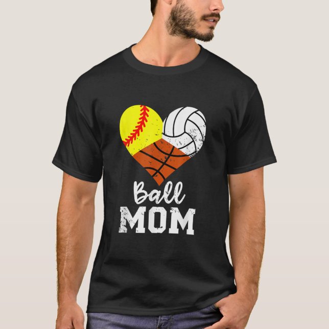 T-shirt Ball Maman Drôle softball Volleyball Basketball Ma (Devant)