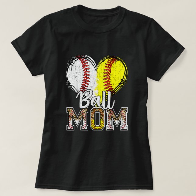 T-shirt Ball Maman Heart Baseball Softball Mama Femmes Mèr (Design devant)