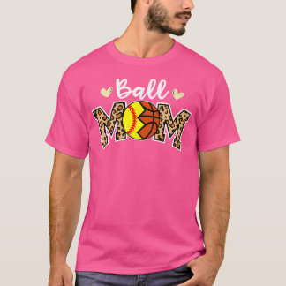 T-shirt Ball Maman Leopard Funny Softball Joueur de basket