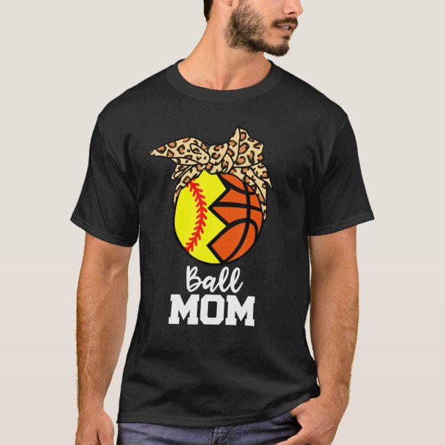 T-shirt Ball Maman Softball Basketball Leopard Maman (Devant)