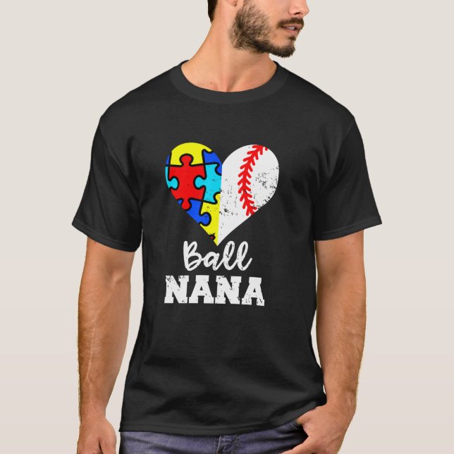 T-shirt Ball Nana Autism Baseball Nana Funny Autisme Award (Devant)