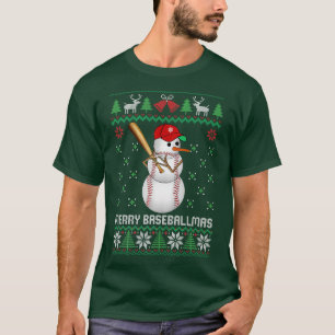 T-shirt Balle de baseball Snowman Balls Neige laide doux d