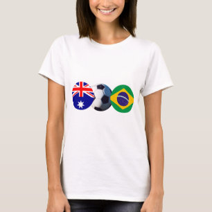 T-shirt Balle de football Australie & Brésil Drapeau Le MU
