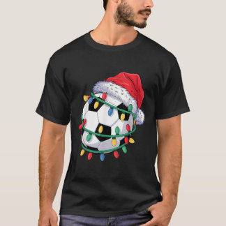 T-shirt Balle de football Santa Hat Hommes Femmes Soccer d