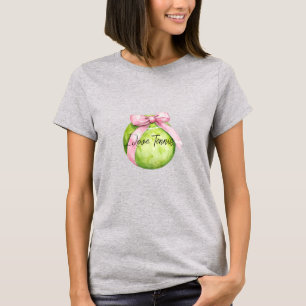 T-shirt Balle de tennis verte ruban rose
