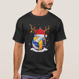 T-shirt Balle de volley-ball de Noël Santa Renne Lumières