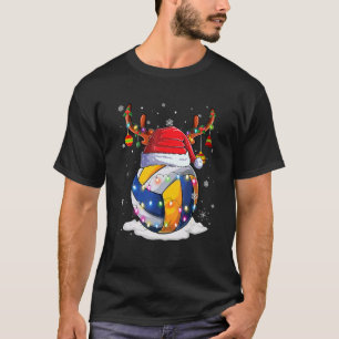T-shirt Balle de Volleyball de Noël Santa Renne Lumières O