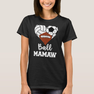 T-shirt Balle Mamaw Heart Volleyball Football Football Mam