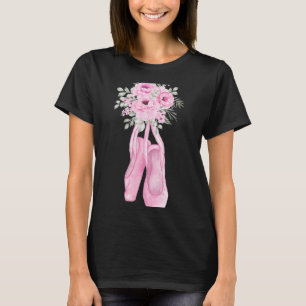 T-shirt Ballerina Pointe Chaussures Fleurs Ballet Danseur