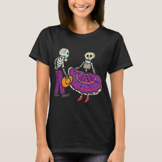 T-shirt Ballet Folklorico Skeleton Sugar Skull Dia De Los